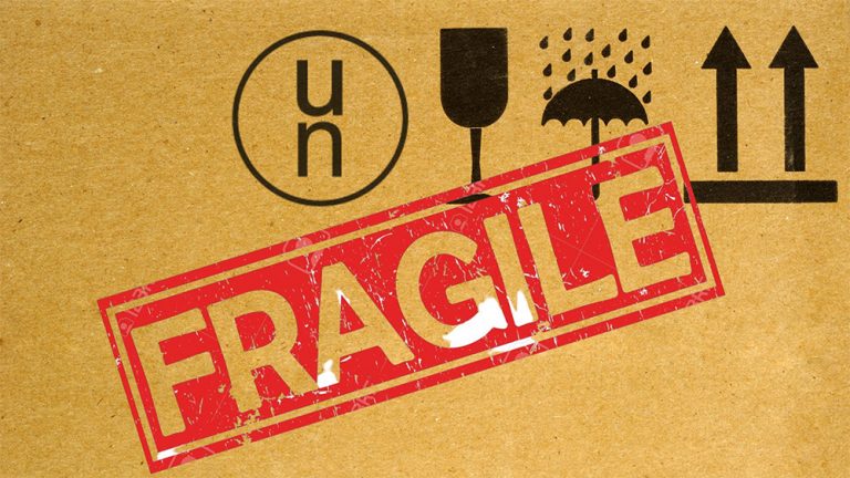 Fragile shipping label